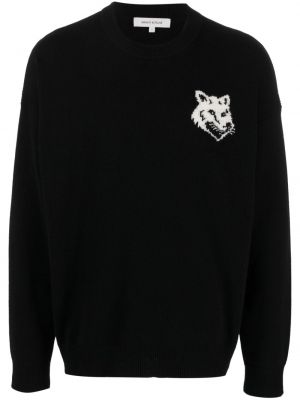 Вълнен пуловер Maison Kitsuné черно