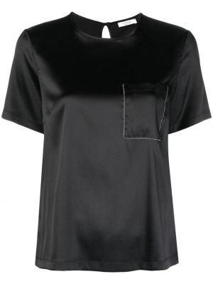 Svilena majica z žepi Peserico črna