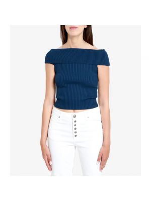 Sweter z okrągłym dekoltem Semicouture niebieski