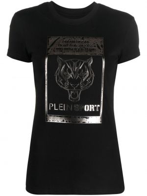 Športna majica s tigrastim vzorcem Plein Sport črna