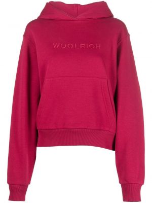 Fleece φούτερ με κουκούλα με κέντημα Woolrich ροζ