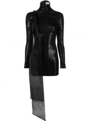 Коктейлна рокля с пайети с панделка Atu Body Couture черно