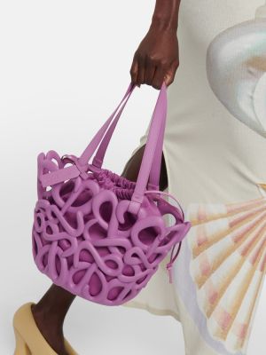 Kožená nákupná taška Loewe fialová