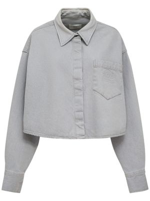 Medvilninė džinsiniai marškiniai Ami Paris pilka