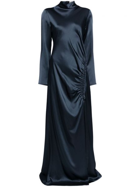 Сатенена вечерна рокля Lapointe синьо