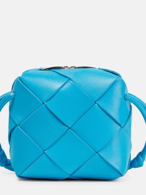 Kožená taška přes rameno Bottega Veneta modrá
