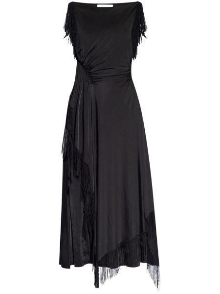 Midi šaty s výšivkou Lanvin čierna