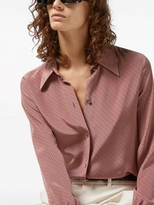 Jedwabna koszula z nadrukiem Gucci różowa