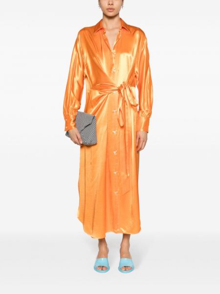 Satynowa sukienka koszulowa Manuel Ritz pomarańczowa