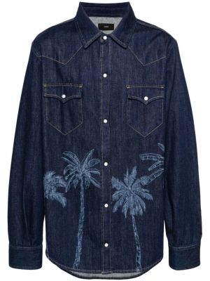 Βαμβακερό πουκάμισο με σχέδιο Alanui μπλε