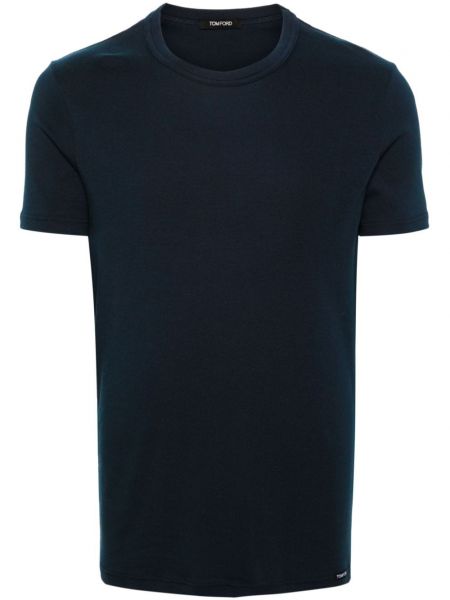 Βαμβακερή μπλούζα με στρογγυλή λαιμόκοψη Tom Ford μπλε