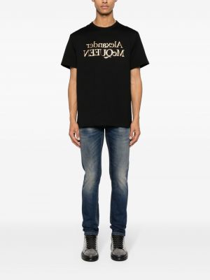 T-shirt aus baumwoll mit print Alexander Mcqueen schwarz