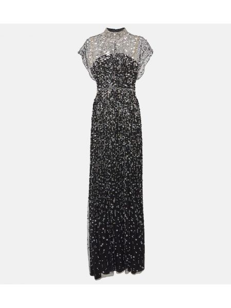 Макси рокля с кристали Jenny Packham черно