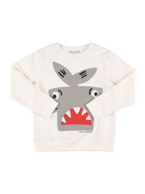 Trykt bomull sweatshirt for gutter Stella Mccartney Kids hvit