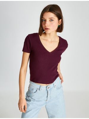 T-shirt basic Koton - Bordowy