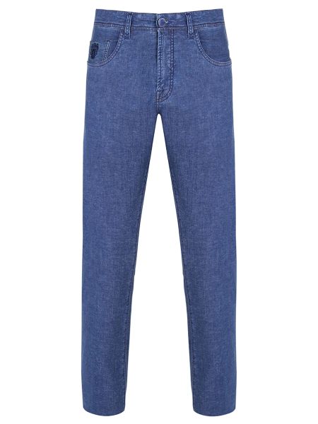 Хлопковые прямые джинсы Scissor Scriptor синие