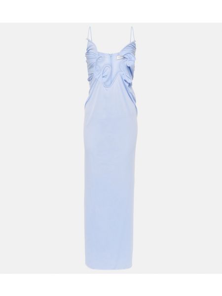 Длинное платье с сеткой Christopher Esber синее