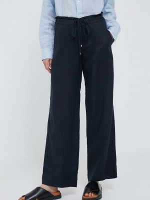 Lanene hlače visoki struk Lauren Ralph Lauren plava