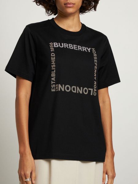 Džerzej tričko s potlačou Burberry čierna