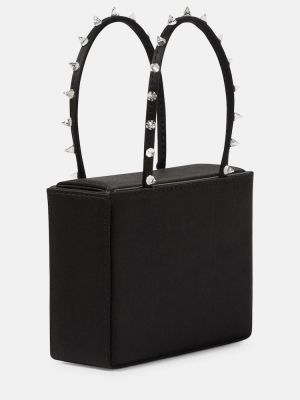 Saténová nákupná taška Amina Muaddi čierna