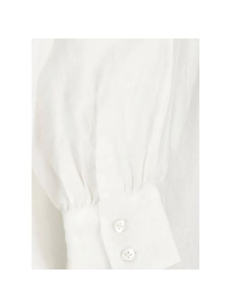 Camisa de lino con escote v Ralph Lauren blanco