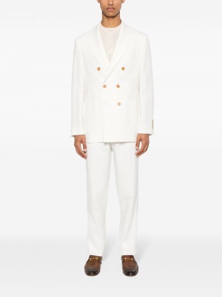 Lněný oblek Brunello Cucinelli bílý