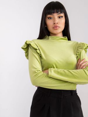 Volangitud veluurist pluus Fashionhunters roheline