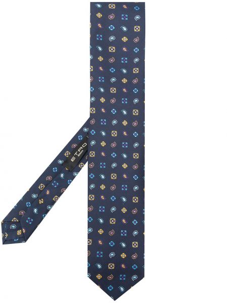 Corbata con estampado geométrico de tejido jacquard Etro azul