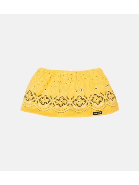 Jupe courte en coton Miu Miu jaune