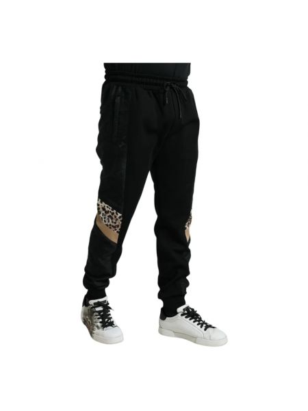Pantalones de chándal slim fit leopardo Dolce & Gabbana negro