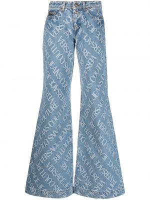 Džinsi bootcut ar apdruku Versace Jeans Couture zils
