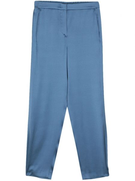 Pantaloni cu picior drept de mătase Giorgio Armani albastru