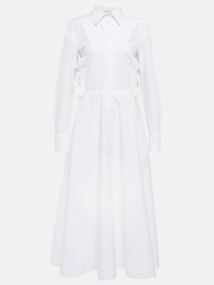 Bavlněné midi šaty s mašlí Valentino bílé