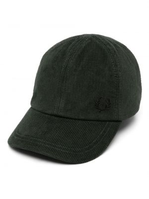 Haftowana czapka z daszkiem sztruksowa Fred Perry zielona