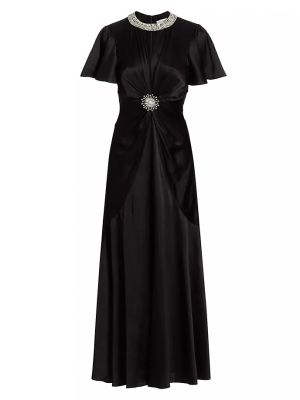 Шелковое атласное платье Cinq À Sept черное