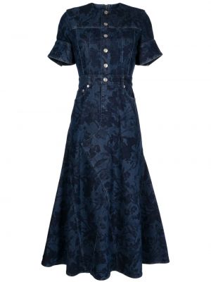 Midi haljina s cvjetnim printom s printom Erdem plava