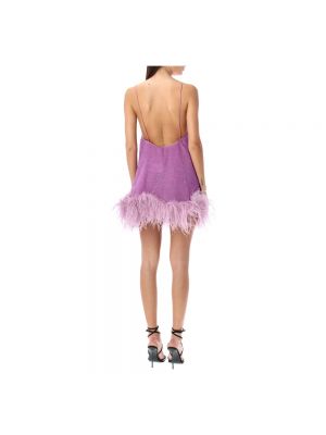 Mini vestido con plumas de plumas Oséree violeta