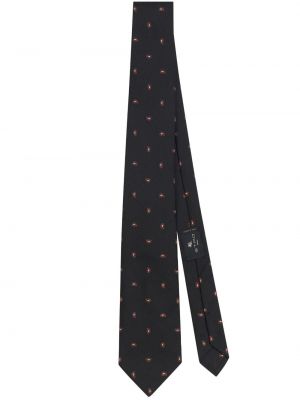 Žakárová hodvábna kravata s paisley vzorom Etro čierna