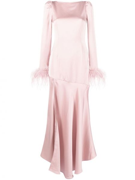 Макси рокля с пера De La Vali розово
