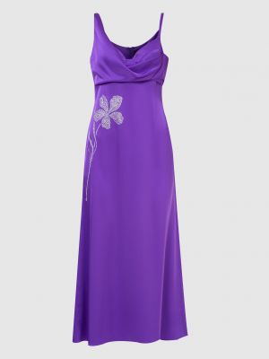 Коктейльное платье в цветочек со стразами David Koma фиолетовое