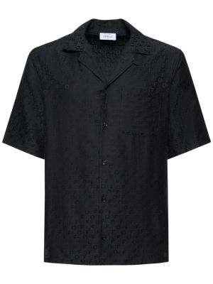 Chemise en soie avec manches courtes Off-white noir