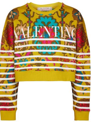 Raštuotas medvilninis džemperis Valentino geltona