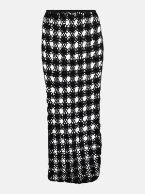 Falda larga de algodón de punto Anna Kosturova negro