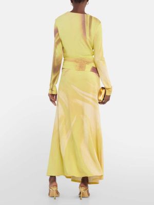 Drapovaný midi sukňa s potlačou Simkhai žltá