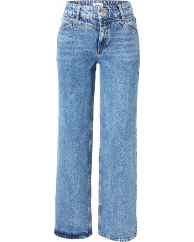Bavlnené džínsy s rovným strihom s vysokým pásom na zips Only - modrá