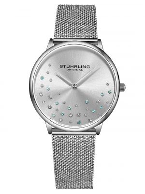 Женские часы-браслет из нержавеющей стали с сеткой, 38 мм Stuhrling, серебро серебряные