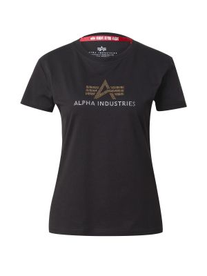 Тениска с кристали Alpha Industries черно