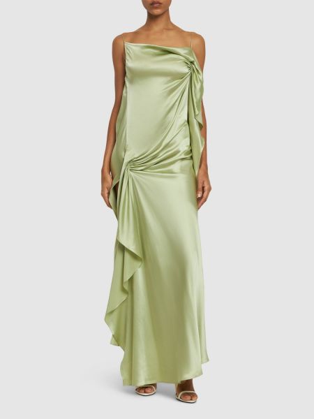 Drapované hedvábné šaty Christopher Esber zelené