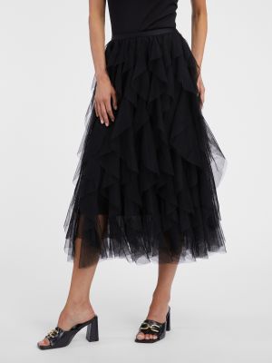 Midi suknja s volanima Orsay crna