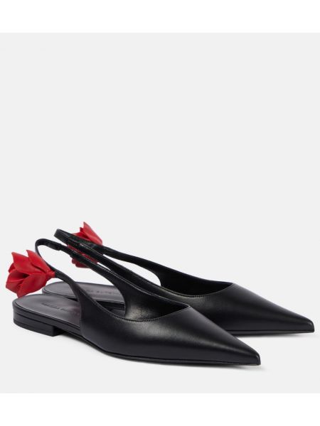 Slingback blomstret læder ballerinaer Magda Butrym sort